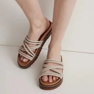 Madewell The Charley Strappy Slide Ivory Sandals Size 7.5